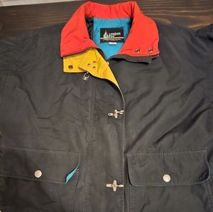 Womens London Fog Black Multicolor Medium Zip Up Jacket Thinsulate Coat Vintage